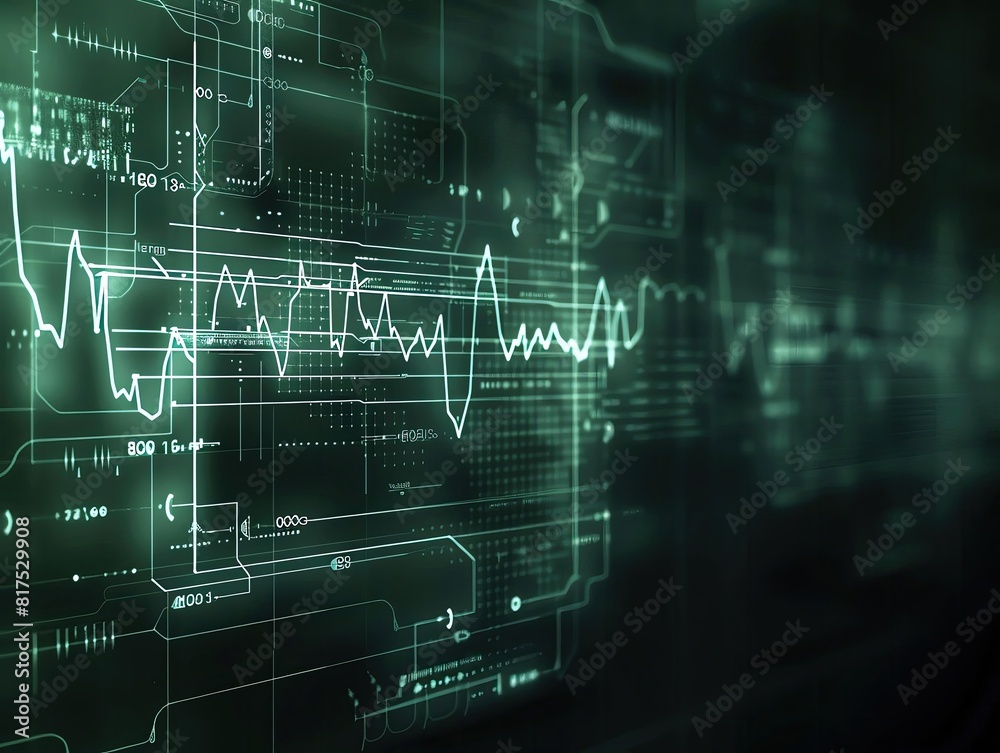 Fototapeta premium Subtle medical waveforms side view, gentle diagnostic patterns, technology tone, Monochromatic Color Scheme