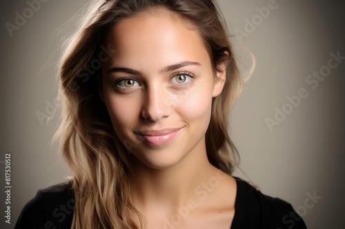studio portrait of young woman smiling
