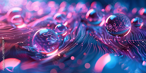 Colorful abstract background. 
Purple and silver glitter bokeh background with light diffraction . A drop of water with purple and pink gems
 photo