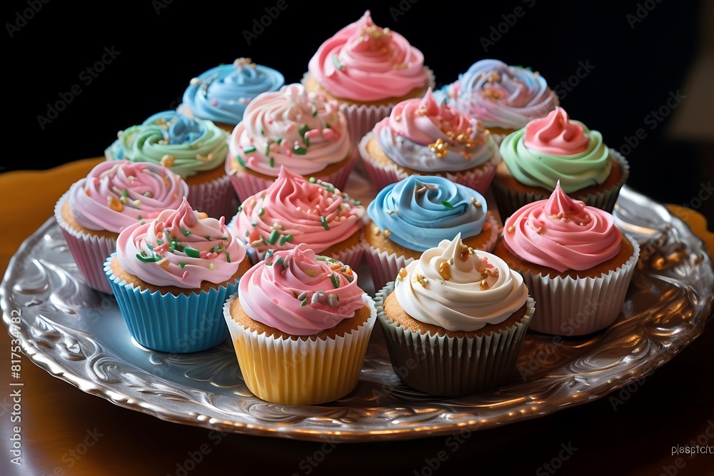 Cupcakes on a plate. Fresh cupcakes. Cupcakes on a plate. Fresh cupcakes.