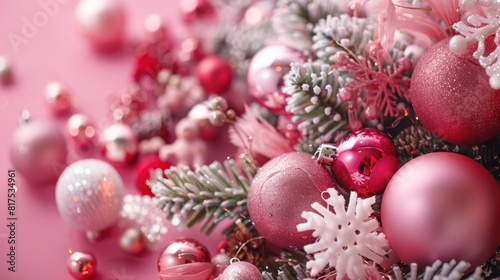 Soft Pink Holiday Festivities: Design a festive holiday background with soft pink tones, 