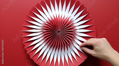 illustration of Draw a red circular paper-cut gradually folded into, Generative ai