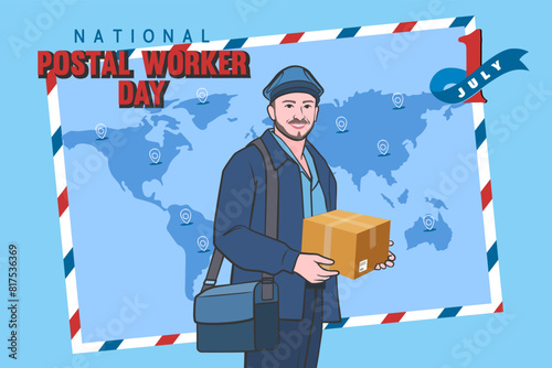 National postal workers day celebration flat poster.