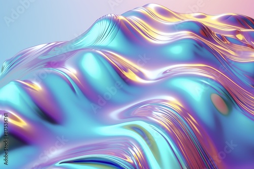 Abstract holographic background Featuring Iridescent Fluid neon Waves and Gradients.