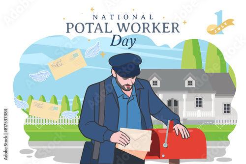 National postal workers day celebration flat poster.