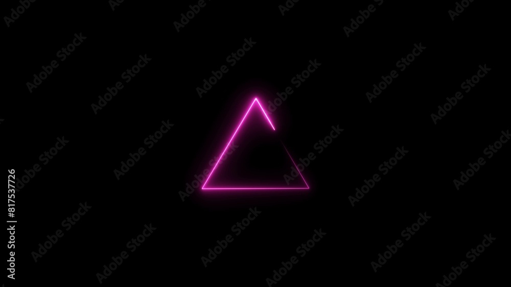 Abstract glowing neon triangle frame magenta red color illustration. Black background 4k illustration. Abstract glowing neon triangle frame magenta red color illustration. Black background 4k illustration.