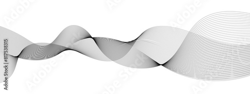 Wavy business curve lines on transparent background. Abstract ocean wave line background. Wave swirl, frequency sound wave, twisted curve lines with blend effect. Vector illustration.