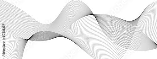 Wavy business curve lines on transparent background. Abstract ocean wave line background. Wave swirl, frequency sound wave, twisted curve lines with blend effect. Vector illustration.