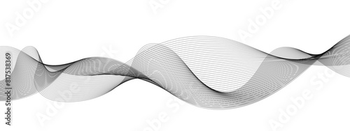 Abstract wavy technology curve lines on transparent background isolated. Grey wave swirl, frequency sound wave, twisted curve lines with blend effect. Abstract business wave lines. vector illustration