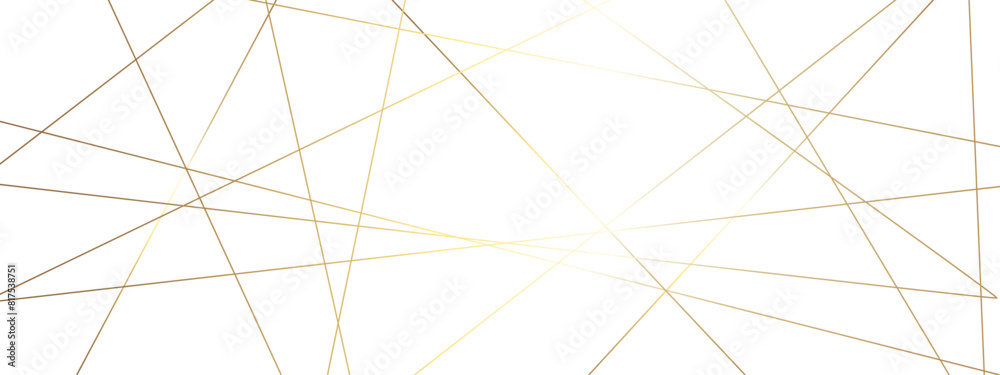 Abstract luxury seamless premium shiny golden random chaotic square and triangle lines on transparent background. Vector, illustration