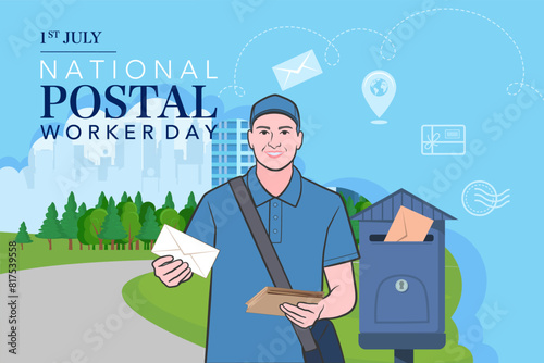 National postal workers day celebration flat poster.