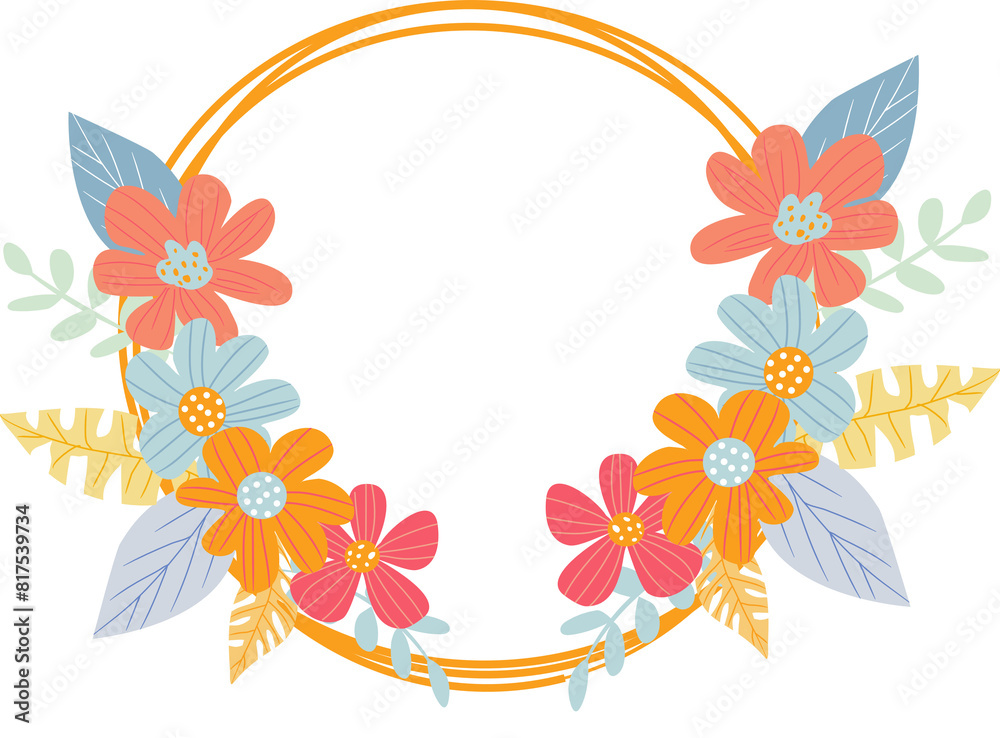 cute flowers and leafs decorative frame icon illustration desing cute flowers and leafs decorative frame icon illustration desing