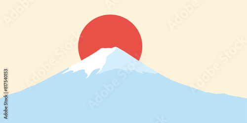 Mt Fuji landscape vector illustration. Simple flat style graphic background. photo