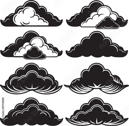 set of clouds icon illustration isolated white background