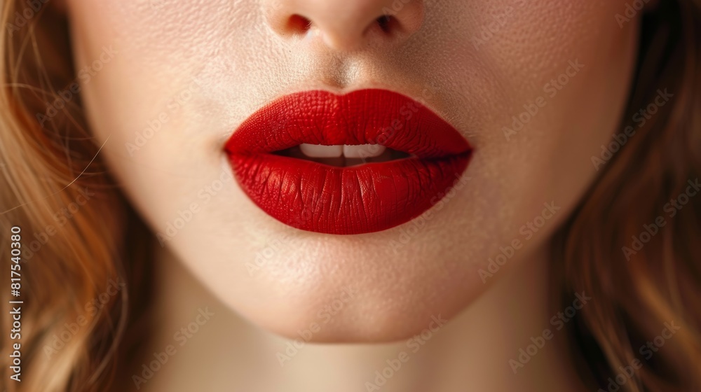 Close-Up of Woman's Red Lips and Curly Hair
Close-Up of Woman's Red Lips and Curly Hair