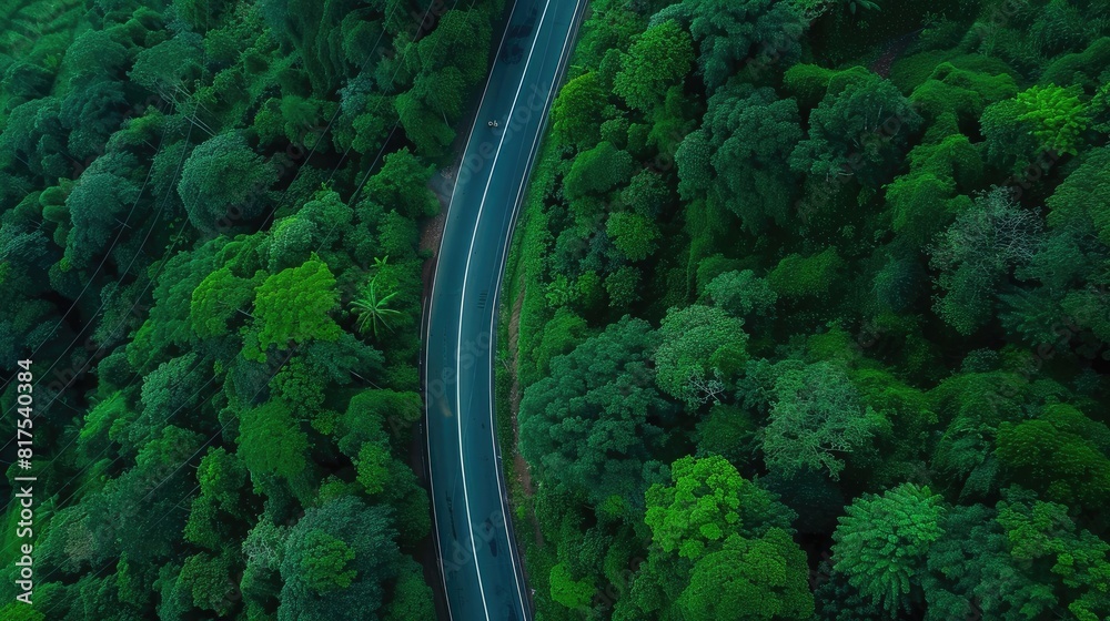 Winding Road Through Dense Green Forest Winding Road Through Dense Green Forest