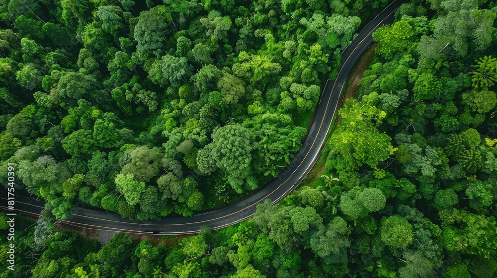 Winding Road Through Dense Green Forest Winding Road Through Dense Green Forest
