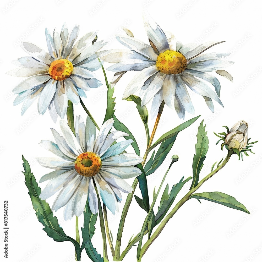 Fototapeta premium Watercolor Daisy Clipart