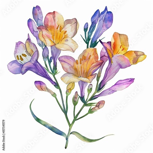Watercolor Freesia Clipart