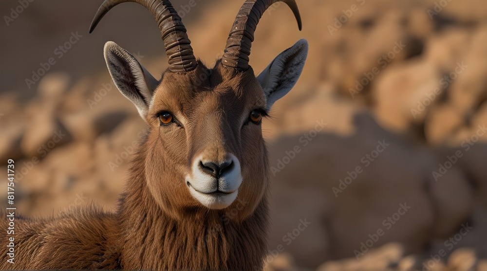 Closeup portrait of Nubian ibex Capra ibex nubiana native.generative.ai Closeup portrait of Nubian ibex Capra ibex nubiana native.generative.ai