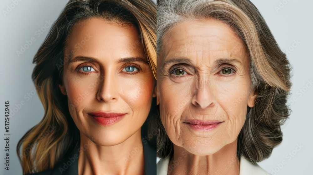 Comparison Portrait of Woman Aging from Young to Elderly
Comparison Portrait of Woman Aging from Young to Elderly