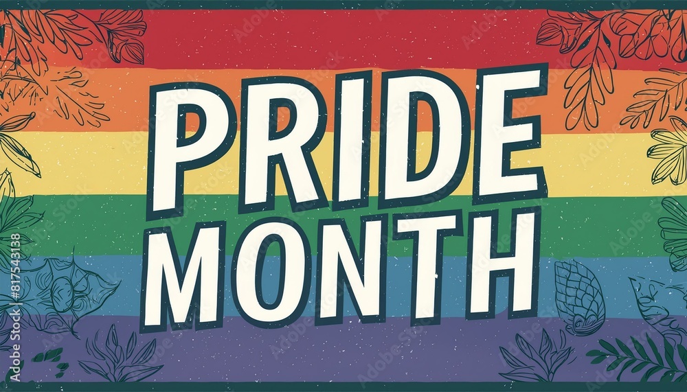 Fototapeta premium A vibrant and energetic poster for Pride Month, featuring a stylized rainbow flag and bold typography, perfect for promoting events and celebrations