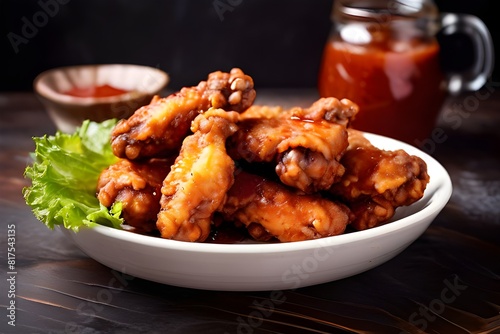 fried chicken wings with sauce