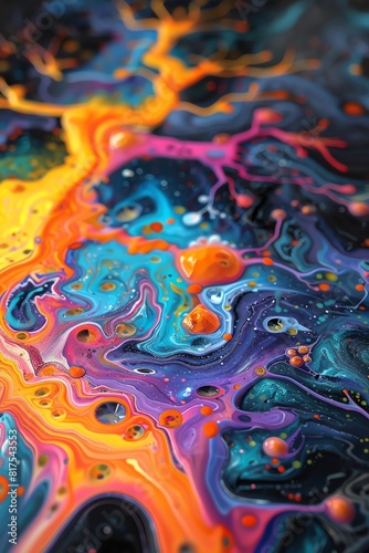 Colorful abstract painting with vibrant colors and a fluid texture.