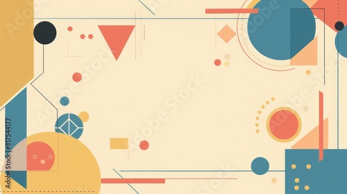 Vibrant abstract background with various geometric shapes in a high fidelity resolution  suitable for design projects  copy space