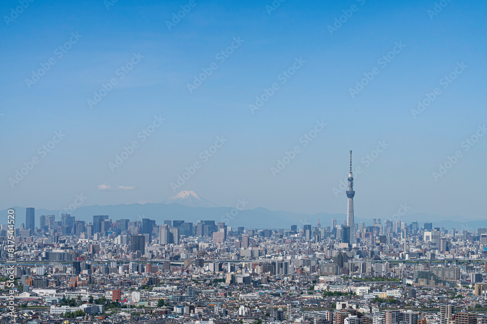 東京都新のビル群と富士山 東京都新のビル群と富士山