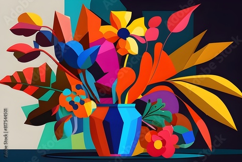 Vibrant Abstract Floral Arrangement A Fauvist Inspired D photo