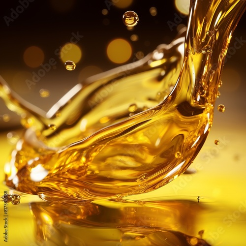 illustration of a close up photo of a drop of vitamin E oil falling, Generative ai
