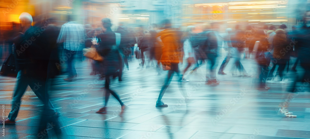 Motion blur of people walking in street, busy modern life concept. Crowd of people Motion blur of people walking in street, busy modern life concept. Crowd of people