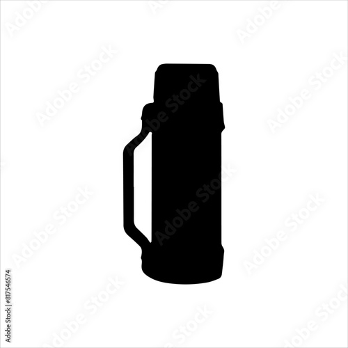Thermos bottle silhouette isolated on white background. Thermos bottle icon vector illustration.