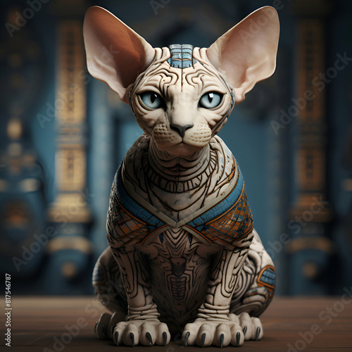 Portrait of a sphynx cat with grey eyes.