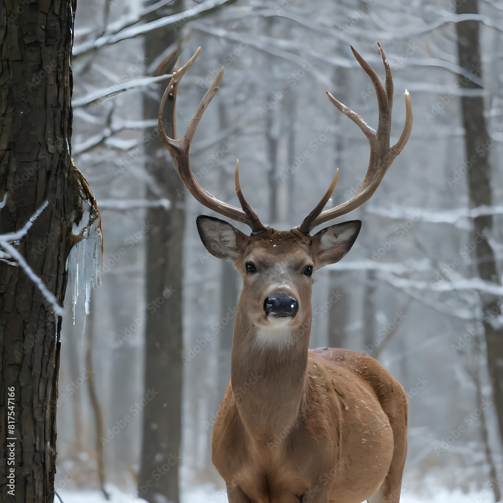 a deer in the snow a deer in the snow