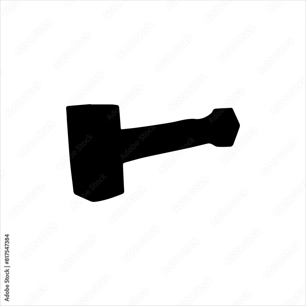Viking hammer silhouette isolated on white background. Hammer icon vector illustration. Viking hammer silhouette isolated on white background. Hammer icon vector illustration.