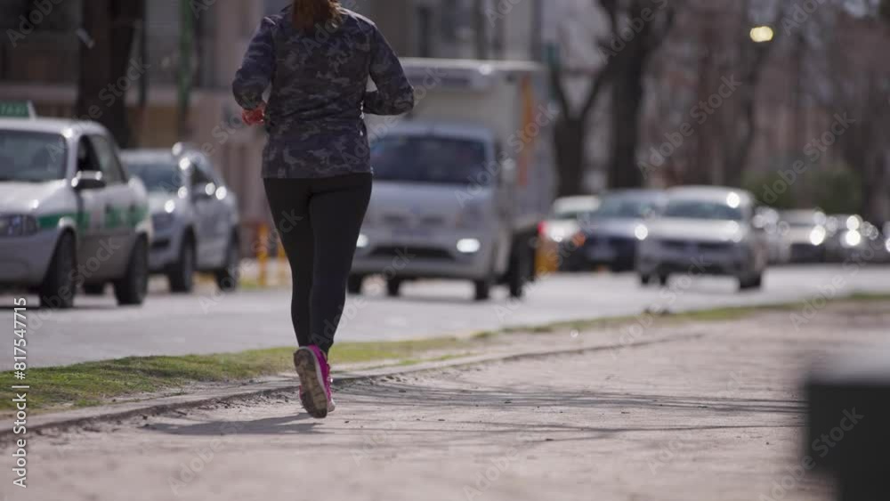 Mujer corre por el parque. Mujer corre por el parque.