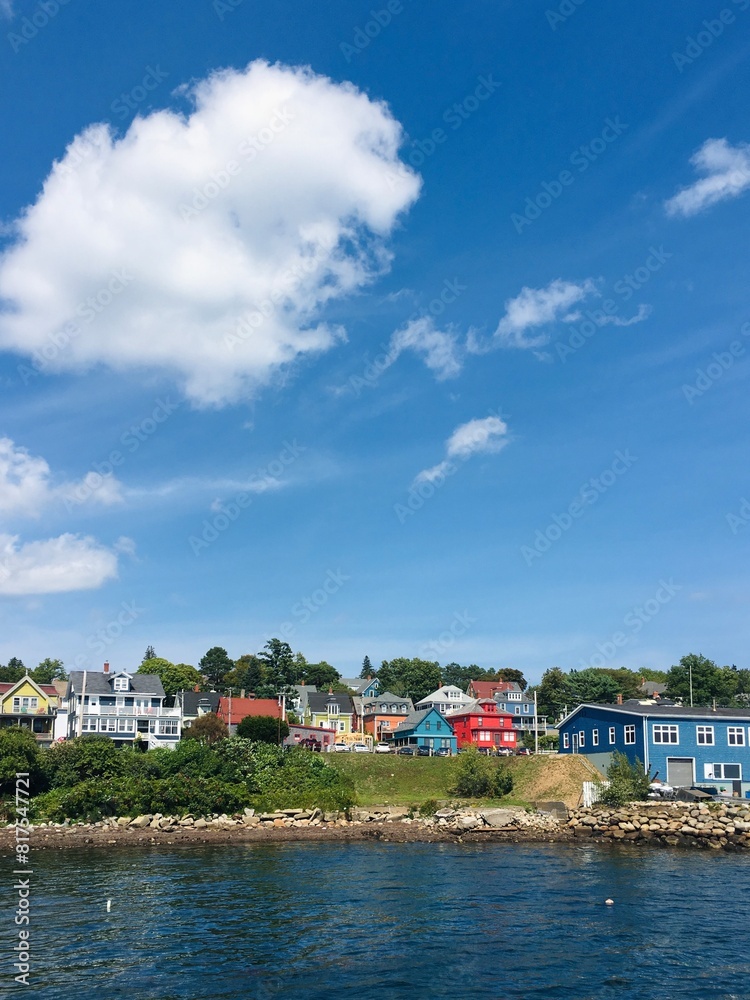 Waterfront view of Lunenburg, a UNESCO historic harbour town that represents Maritime architecture of Canada