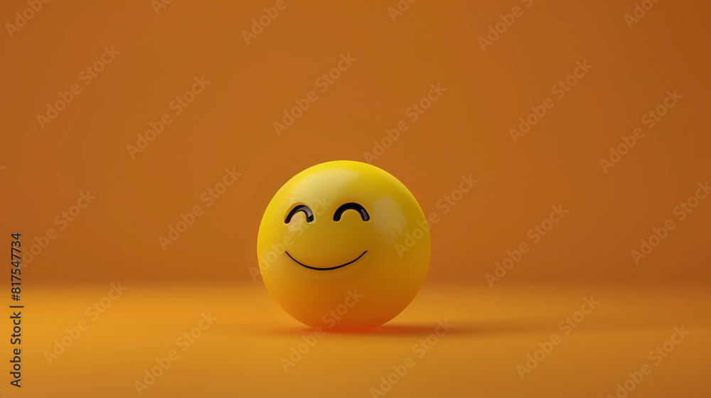 A minimalist 3D of a single yellow enchanted emoji on a solid orange background. A minimalist 3D of a single yellow enchanted emoji on a solid orange background.