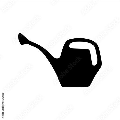 Garden watering can silhouette icon logo vector illustration isolated on white background