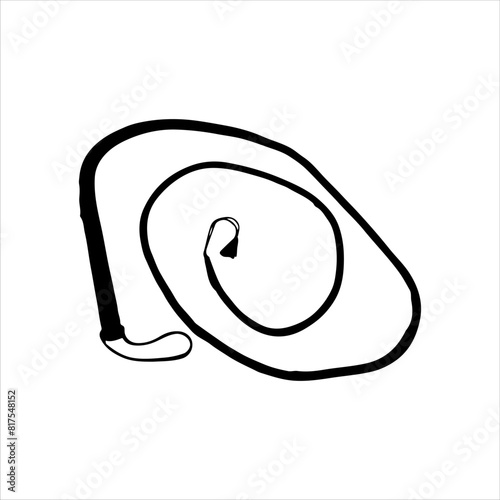 Whip silhouette isolated on white background. Whip icon vector illustration.