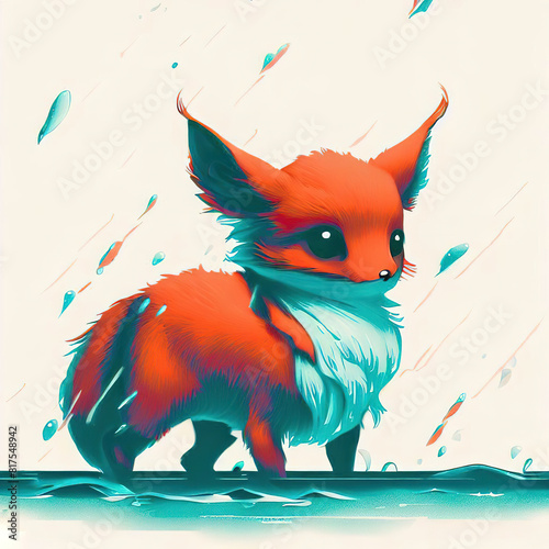 3D furry forest animal with beautiful colors and white background. with Generative AI technology	