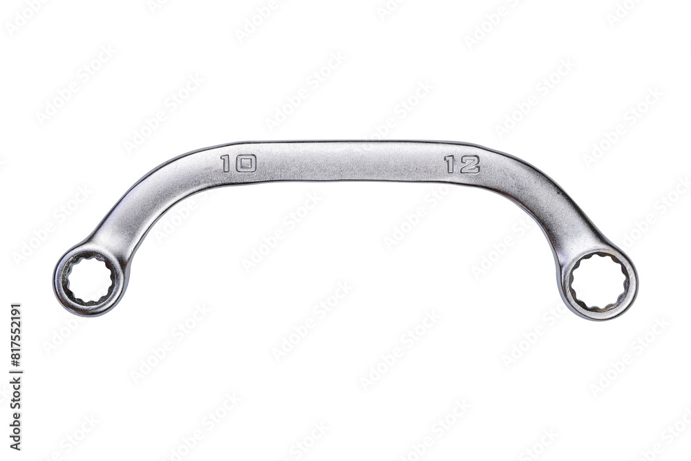 Top view of ring curved wrench isolated on white background with clipping path Top view of ring curved wrench isolated on white background with clipping path