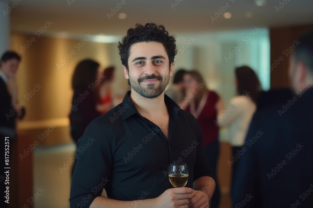 A portrait of a cheerful businessman during a business party gathering