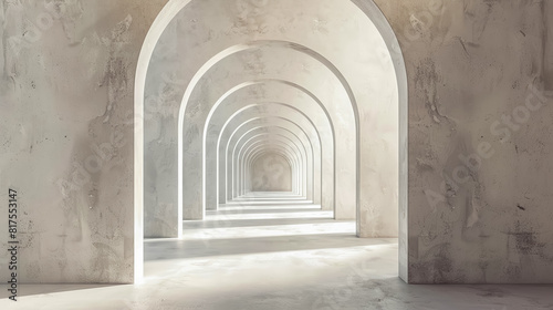 Contemporary Zen wallpaper with a minimalist design of geometric arches