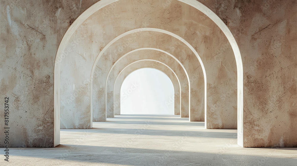Obraz premium Minimalist and serene geometric arch landscape wallpaper