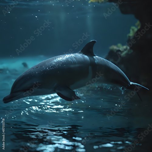 a dolphin is swimming in the water