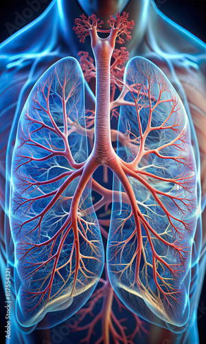 Close-up view of a pair of lungs, highlighting the delicate tissue and bronchial tubes.