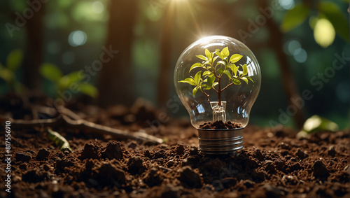 light bulb with flower